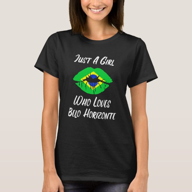 Lips Mouth Love Brazilian Flag Belo Horizons T-Shirt (Front)