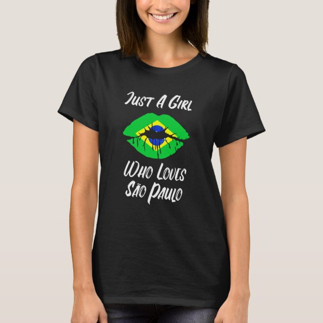 Lips Mouth Love Brazilian Flag Sao Paulo T-Shirt (Front)
