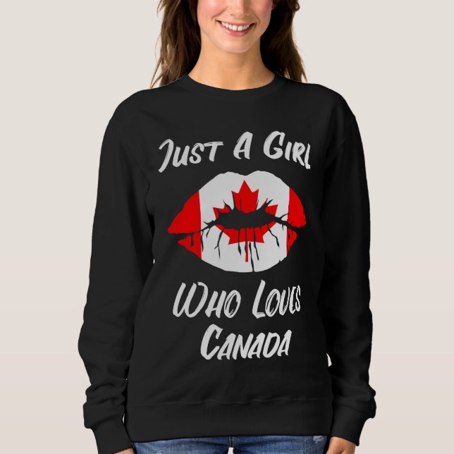 Lips Mouth Love Canadian Flag Canada Sweatshirt (Front)