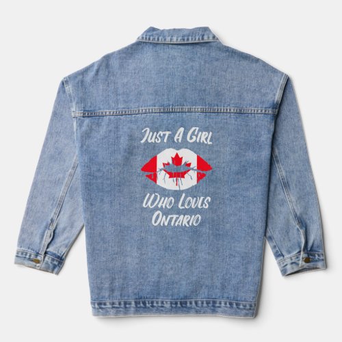 Lips Mouth Love Canadian Flag Ontario  Denim Jacket
