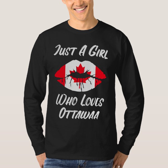 Lips Mouth Love Canadian Flag Ottawa T-Shirt (Front)