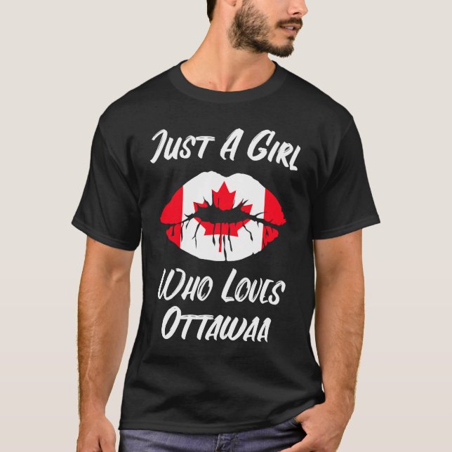 Lips Mouth Love Canadian Flag Ottawa T-Shirt (Front)
