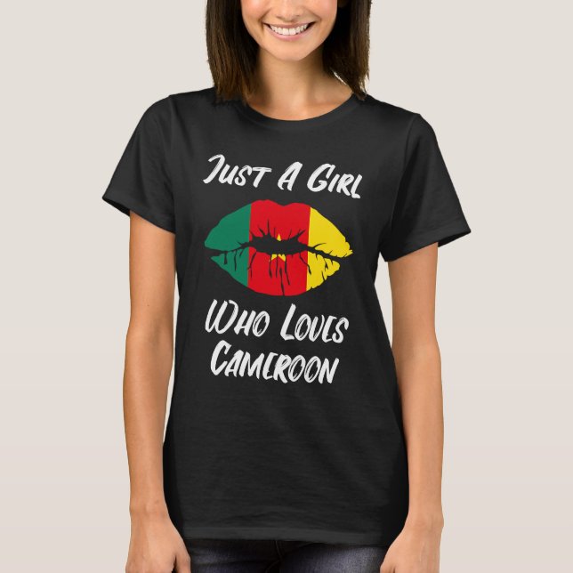 Lips Mouth Love Flag Cameroon T-Shirt (Front)