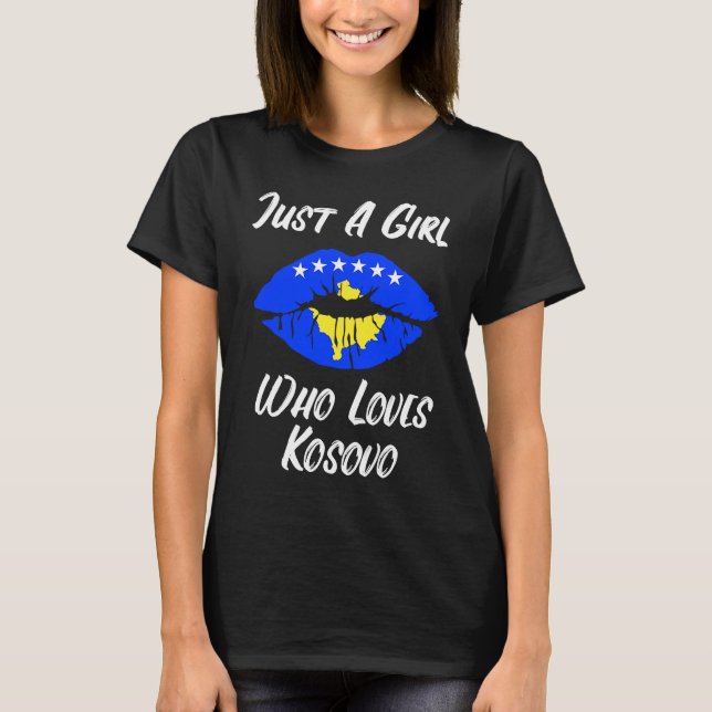 Lips Mouth Love Flag Kosovo T-Shirt (Front)