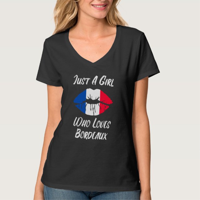 Lips Mouth Love French Flag Bordeaux T-Shirt (Front)