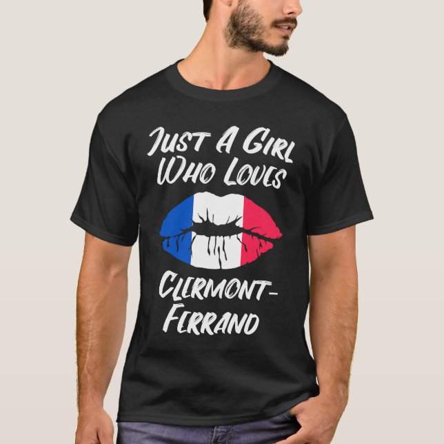 Lips Mouth Love French Flag Clermont Ferrand T-Shirt (Front)