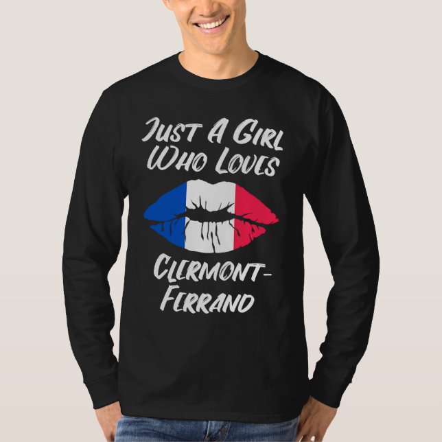 Lips Mouth Love French Flag Clermont Ferrand T-Shirt (Front)