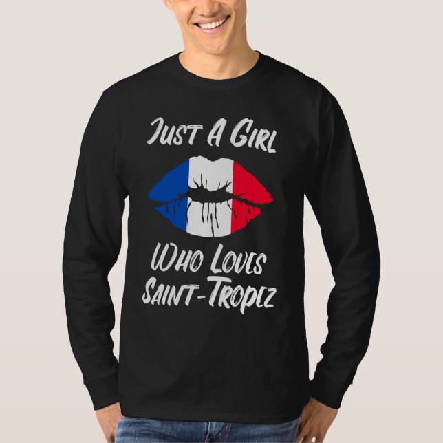 Lips Mouth Love French Flag Saint Tropez T-Shirt (Front)