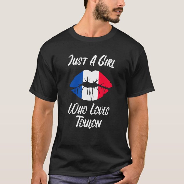 Lips Mouth Love French Flag Toulon T-Shirt (Front)