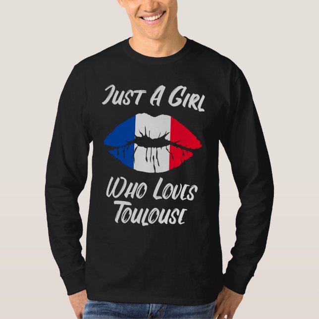 Lips Mouth Love French Flag Toulouse T-Shirt (Front)