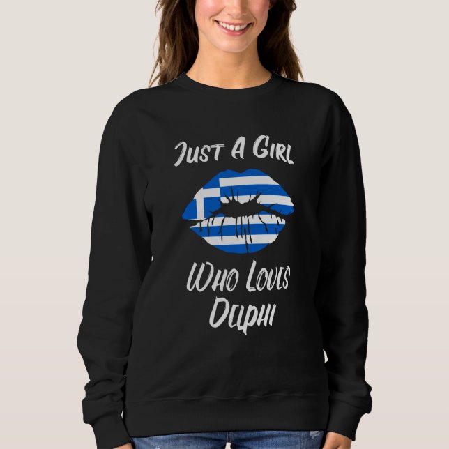 Lips Mouth Love Greek Flag Delphi Sweatshirt (Front)