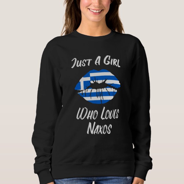 Lips Mouth Love Greek Flag Naxos Sweatshirt (Front)