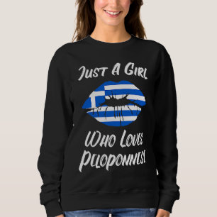 Lips Mouth Love Greek Flag Peloponnes Sweatshirt