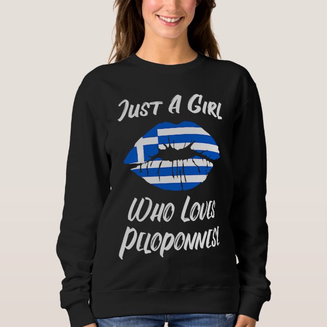 Lips Mouth Love Greek Flag Peloponnes Sweatshirt (Front)