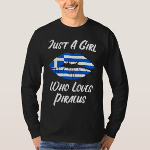 Lips Mouth Love Greek Flag Piraeus T-Shirt