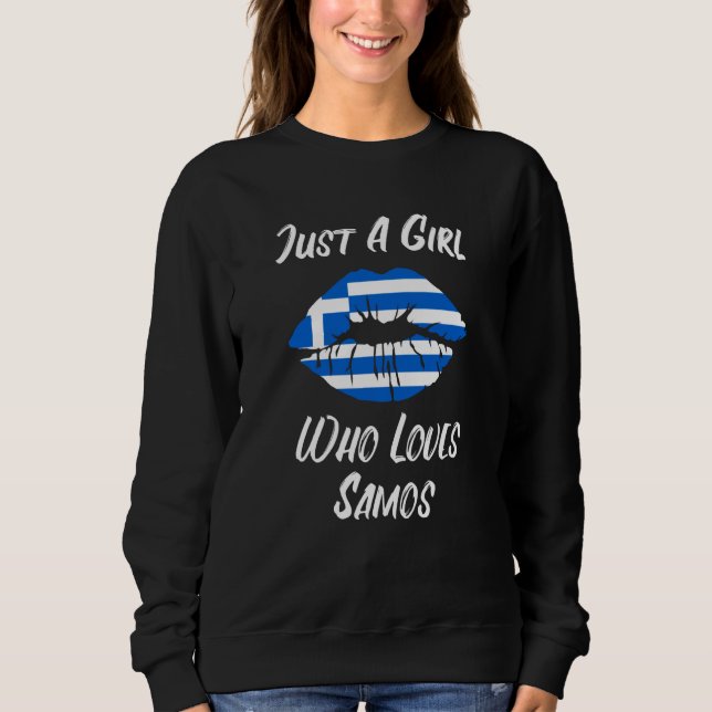 Lips Mouth Love Greek Flag Samos Sweatshirt (Front)
