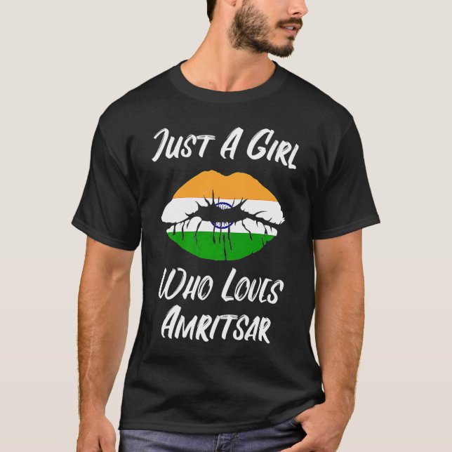 Lips Mouth Love Indian Flag Amritsar T-Shirt (Front)