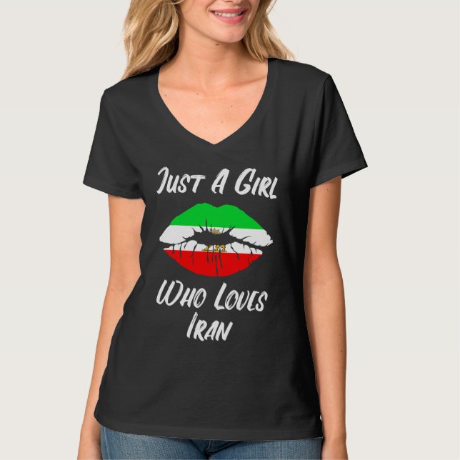 Lips Mouth Love Iranian Flag Iran T-Shirt (Front)