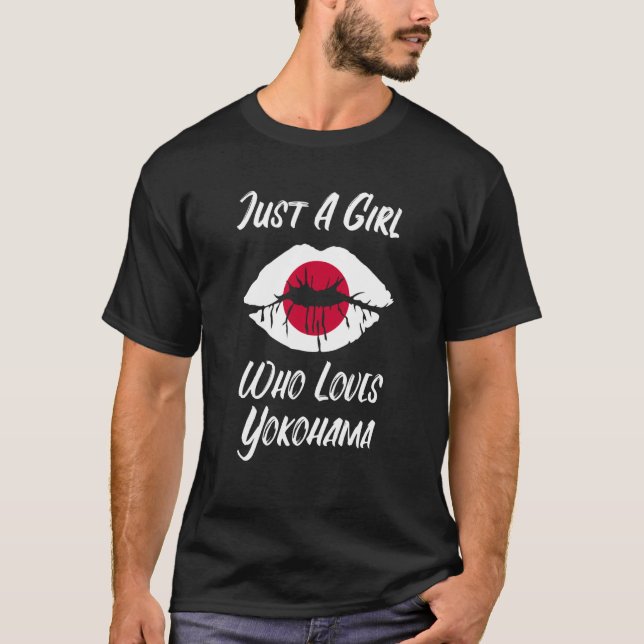 Lips Mouth Love Japanese Flag Yokohama T-Shirt (Front)
