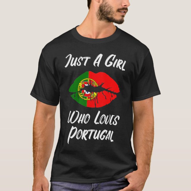 Lips Mouth Love Portuguese Flag Portugal T-Shirt (Front)
