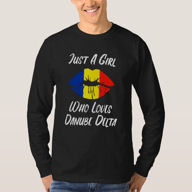 Lips Mouth Love Romanian Flag Danube Delta T-Shirt (Front)