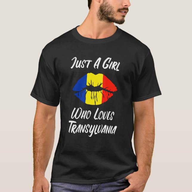 Lips Mouth Love Romanian Flag Transsylvania T-Shirt (Front)