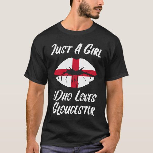 Lips Mouth Love Saint George&#39;s Cross Flag Gloucest T-Shirt