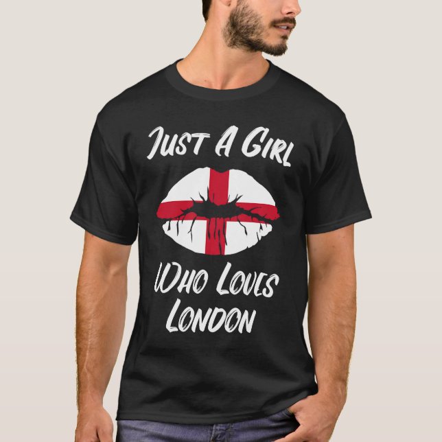 Lips Mouth Love Saint George's Cross Flag London T-Shirt (Front)