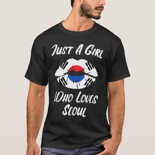 Lips Mouth Love South Korean Flag Seoul T-Shirt (Front)