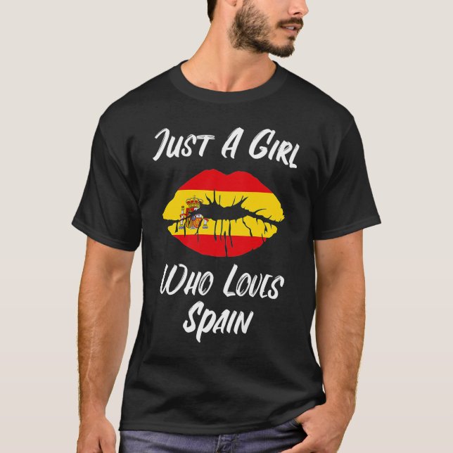 Lips Mouth Love Spanish Flag Spain T-Shirt (Front)