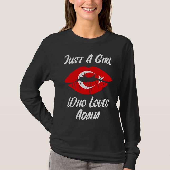 Lips Mouth Love Turkish Flag Adana T-Shirt (Front)