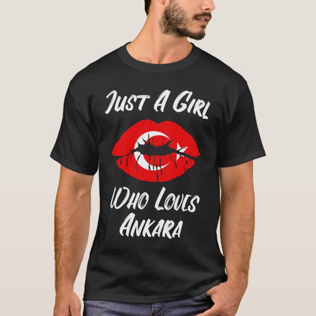 Lips Mouth Love Turkish Flag Ankara T-Shirt (Front)