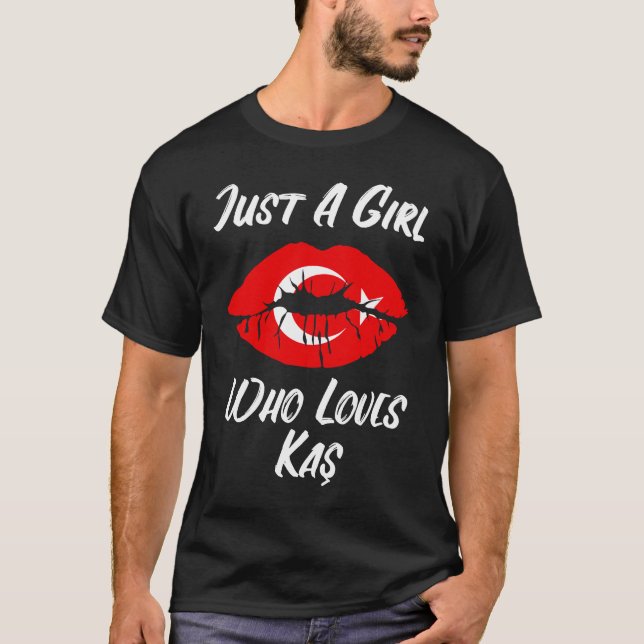 Lips Mouth Love Turkish Flag Kas T-Shirt (Front)
