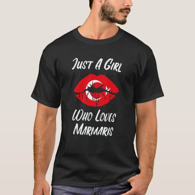 Lips Mouth Love Turkish Flag Marmaris T-Shirt (Front)