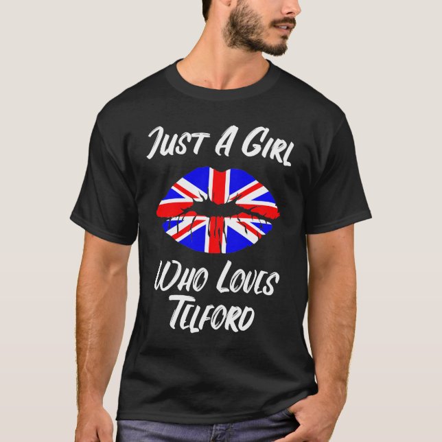 Lips Mouth Love Union Jack Flag Telford T-Shirt (Front)
