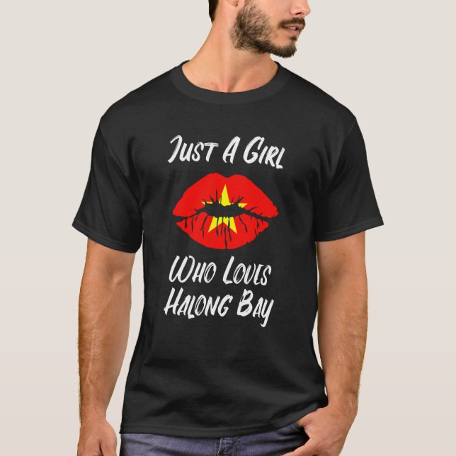 Lips Mouth Love Vietnamese Flag Halong Bay T-Shirt (Front)