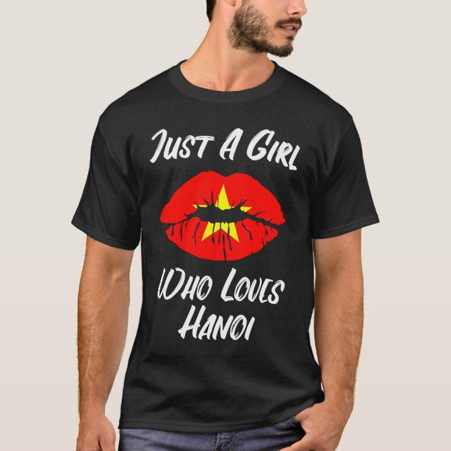 Lips Mouth Love Vietnamese Flag Hanoi T-Shirt (Front)