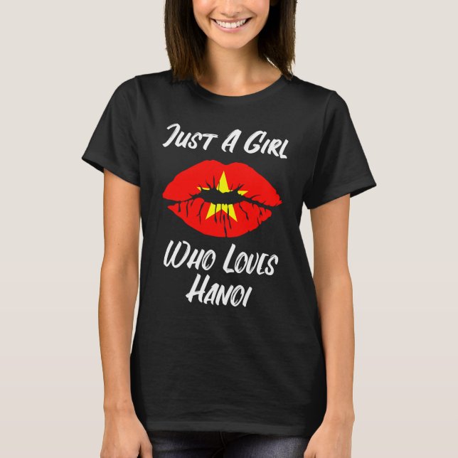 Lips Mouth Love Vietnamese Flag Hanoi T-Shirt (Front)