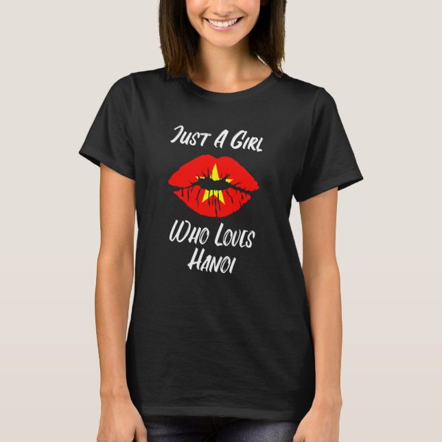 Lips Mouth Love Vietnamese Flag Hanoi T-Shirt (Front)