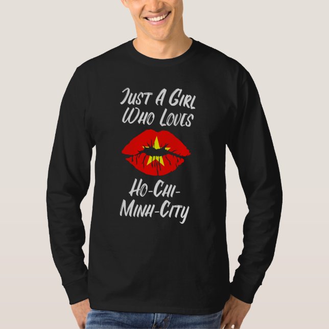 Lips Mouth Love Vietnamese Flag Ho Chi Minh City T-Shirt (Front)