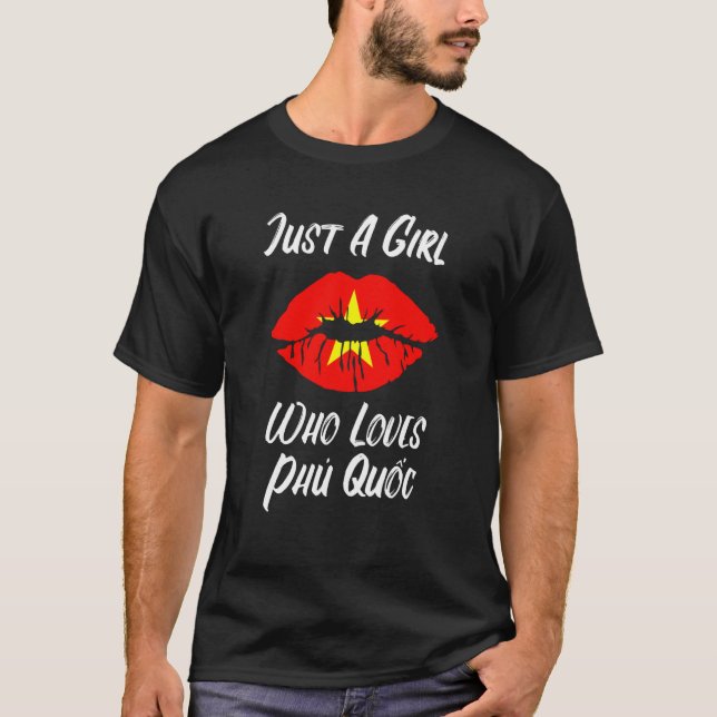 Lips Mouth Love Vietnamese Flag Phu Quoc T-Shirt (Front)