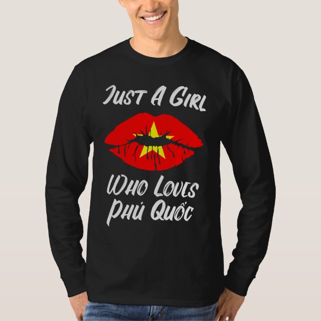 Lips Mouth Love Vietnamese Flag Phu Quoc T-Shirt (Front)