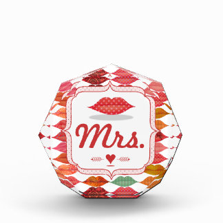 Lips Mrs. Hipster Vintage Retro Bride Acrylic Award