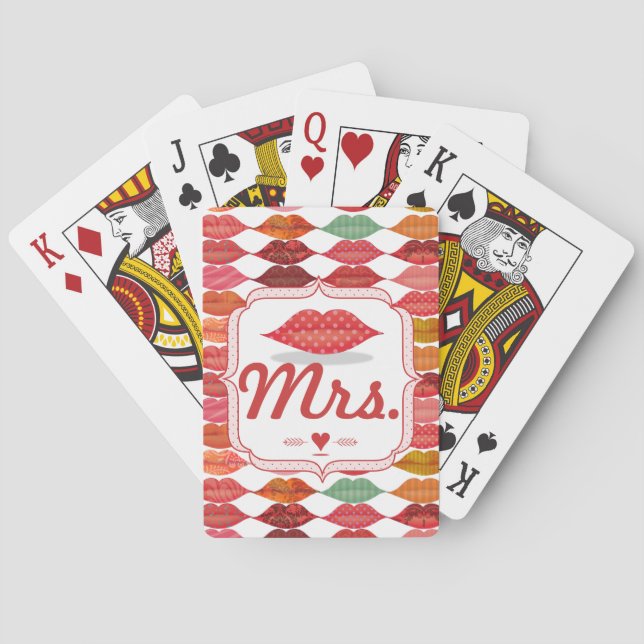 Lips Mrs. Hipster Vintage Retro Bride Poker Cards (Back)