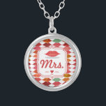 Lips Mrs. Hipster Vintage Retro Bride Silver Plated Necklace<br><div class="desc">Lips Mrs. Hipster Vintage Retro Bride</div>