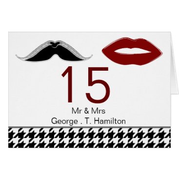 lips mustache houndstooth table seating card
