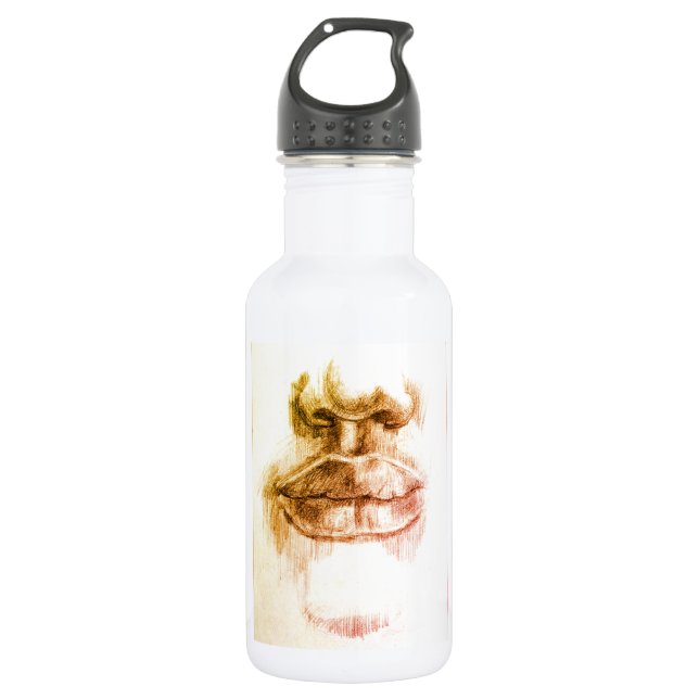 Lips & Nose Pencil Art Water Bottle (Front)