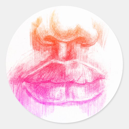 Lips  Nose Pencil Drawing Sticker