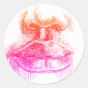 Lips & Nose Pencil Drawing Sticker
