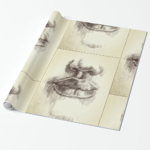 Lips & Nose Pencil Drawing Wrapping Paper